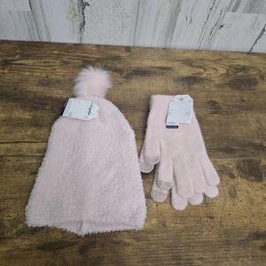 New Snugadoo Pink Fuzzy Hat and Gloves Set